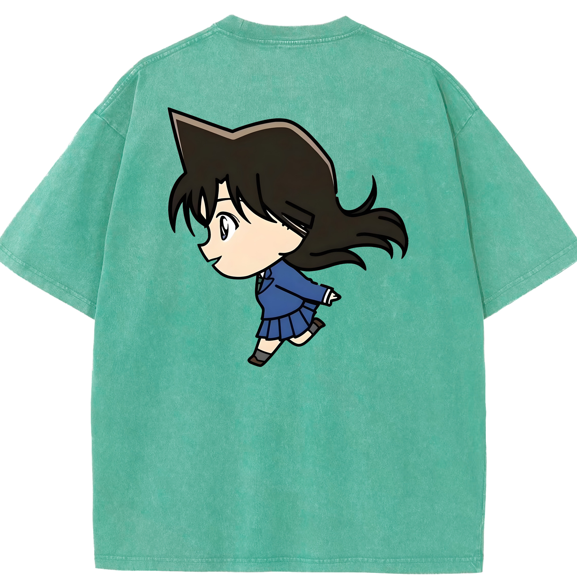 （画像用） 名探偵コナン 毛利 蘭 もうり らん、モーリ ラン Detective Conan Rachel Moore 綿100% ヴィンテージ風 半袖Tシャツ（背面プリント）